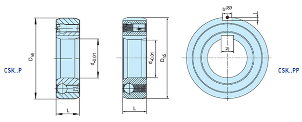 Different types of Overrunning Clutch One way bearing CSK...P, CSK...P-2RS