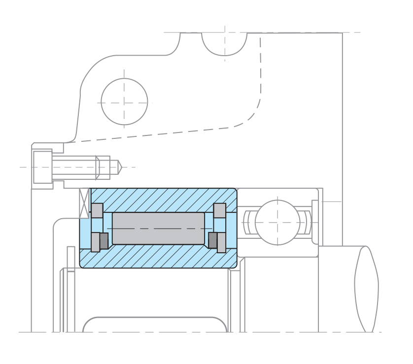 Mounting example of NFS ASNU Cam Clutch Backstop Bearing