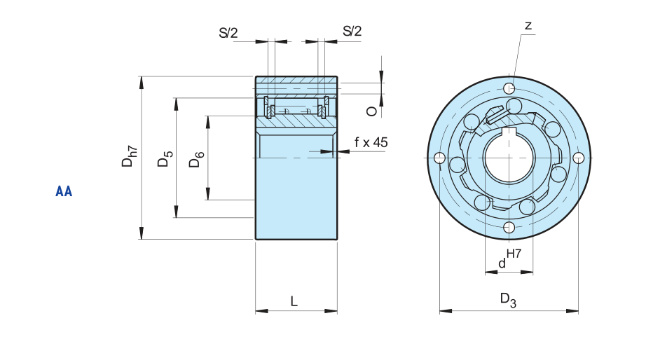 Sizes of Roller freewheel one way bearing AA