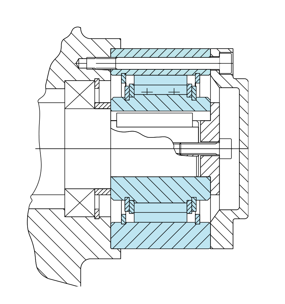 Mounting example of Roller freewheel one way bearing AA