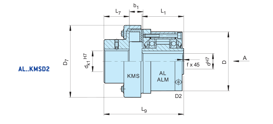 Sizes of Roller type freewheel clutch ALMKMSD2