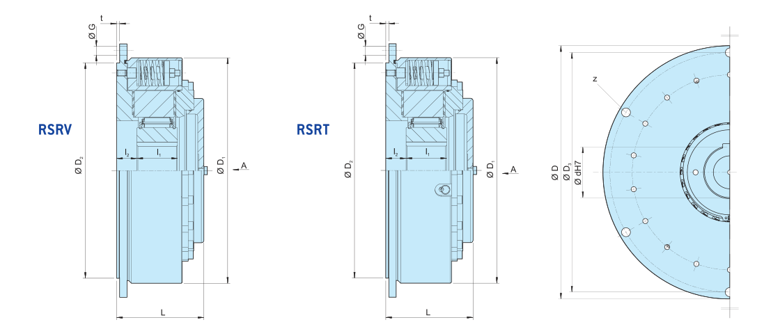 Different types of Sprag type backstop RSRV T