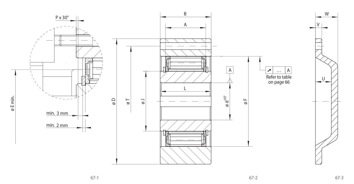 Sizes of Integrated Sprag Freewheels FXM … NX and FXM … MX