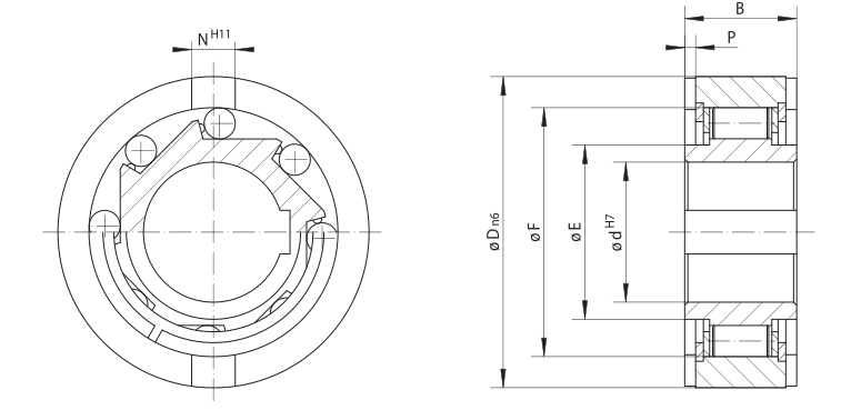 Sizes of Sprag type backstop RSRV T