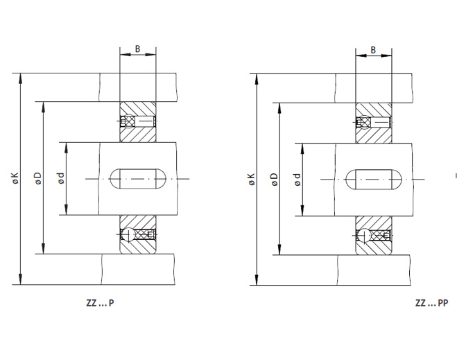 Structural drawing of Internal Freewheels ZZ … P and ZZ … PP … P and ZZ … PP