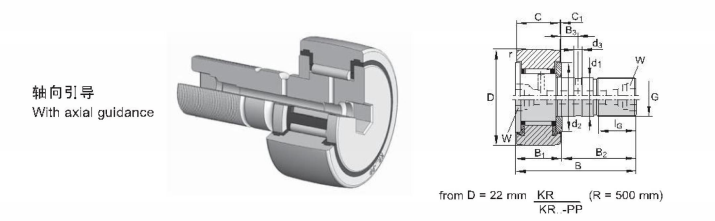 Structural drawing of KR CF Stud Type Roller Bearing Cam Foller Bearing