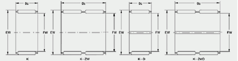 Sizes of K / KT / KZW Needle Roller Cage Assembly